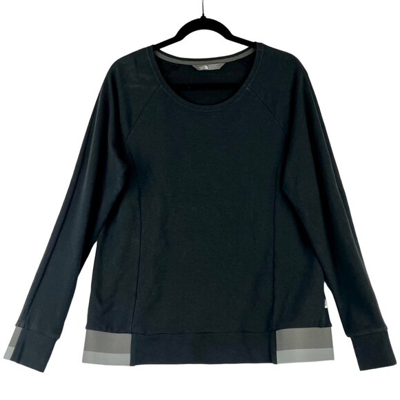 The North Face Womens Black Sweatshirt W/ Elastic Gray Bands Size L/G EUC - Picture 1 of 16